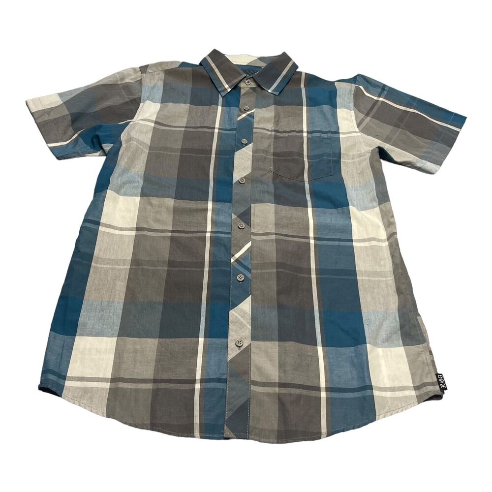 Empyre Shirt Men's Medium Multicolor Plaid Cotton Short Sleeve Casual Button-Up